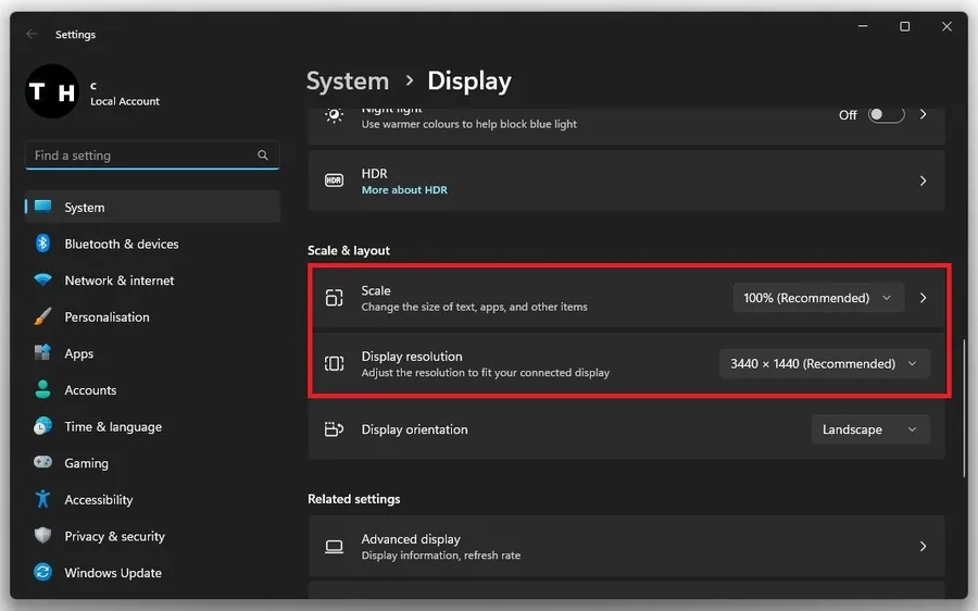 Windows Settings > System > Display > Scale & Layout