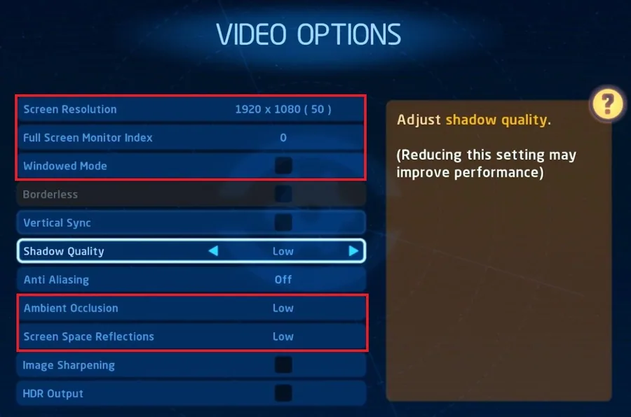LEGO Star Wars: The Skywalker Saga Video Options