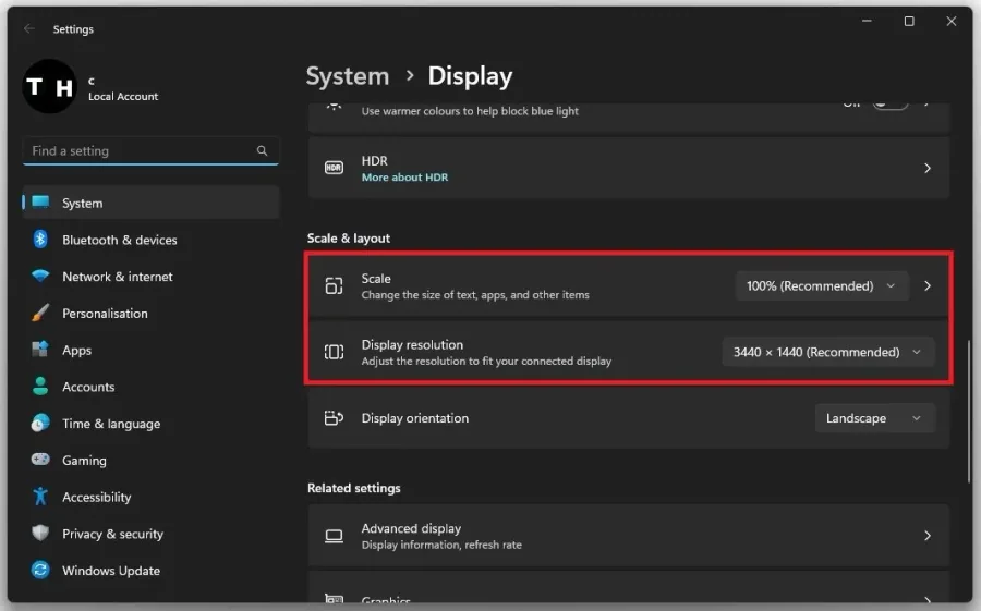 System Setitngs > Display > Scale & Layout