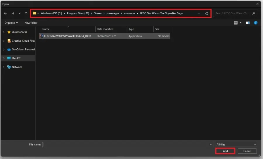 Program Files > Steam > steamapps > common > LEGO Star Wars: The Skywalker Saga