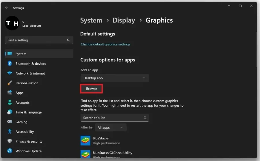 System Settings > Display > Graphics