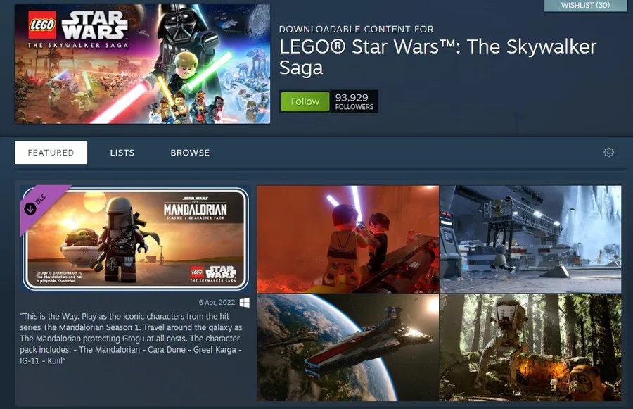 Find the LEGO Star Wars DLC