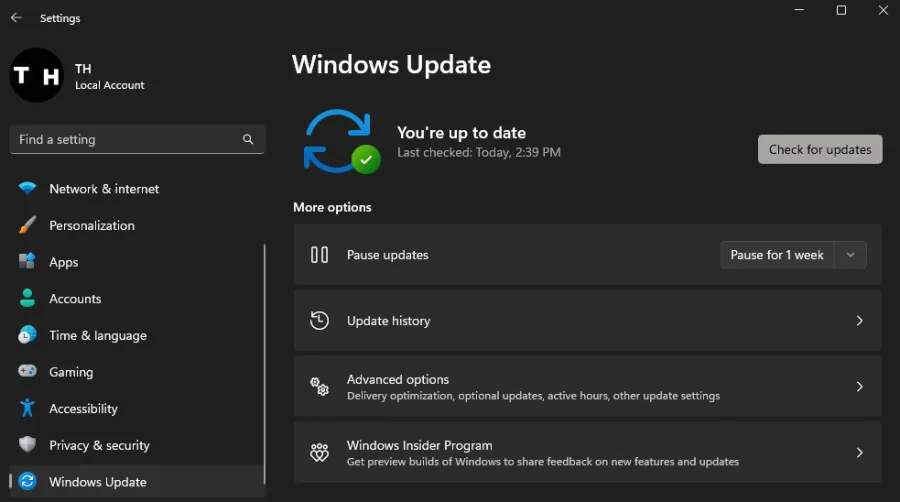Windows Settings > Windows Update