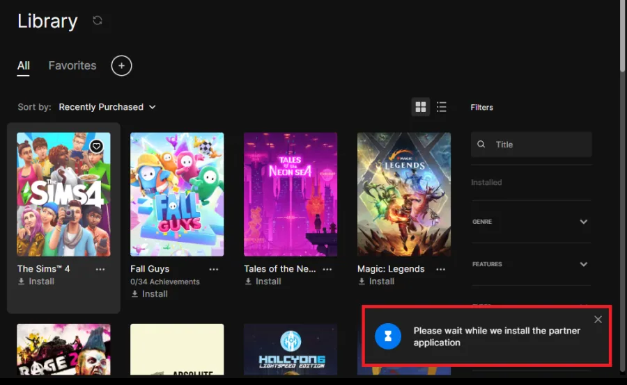 launch an ea game in epic games