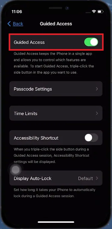 enable guided access