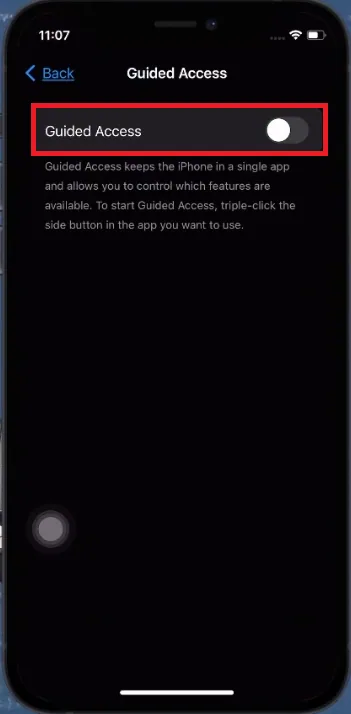 disable guided access again