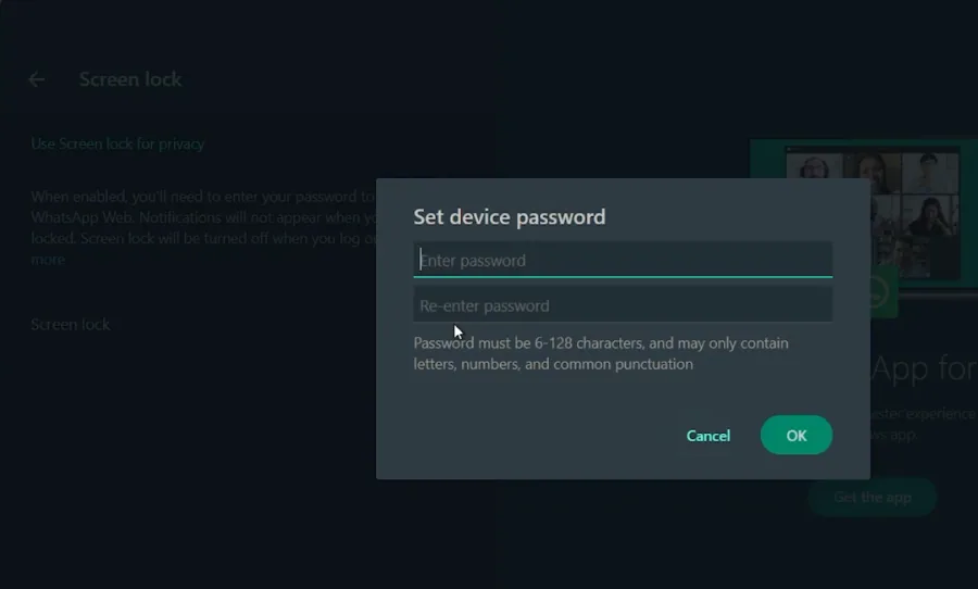 enable screen lock set password