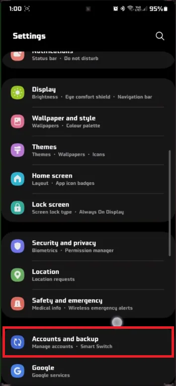android account settings