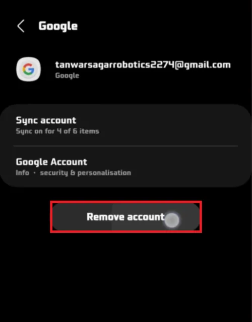 remove google account