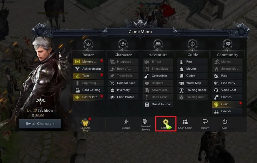 Lost Ark > Settings