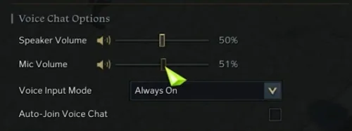 Lost Ark Settings > Audio > Voice Chat Options