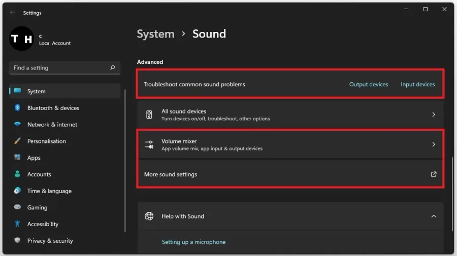 Advanced Sound Settings > Troubleshoot common sound problems