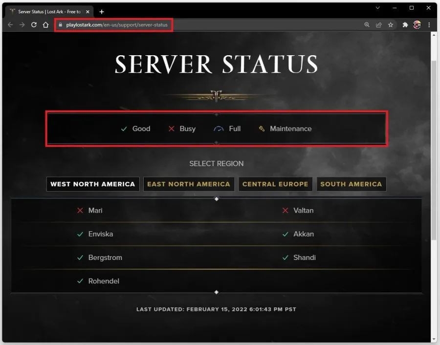 Lost Ark Server Status