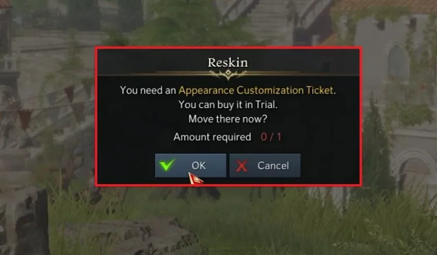 Use an Appearance Customization Ticket to change your character’s appearance