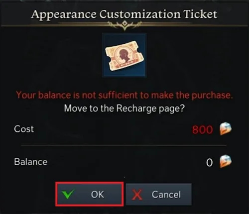 Buy an Appearance Customization Ticket to change your appearance