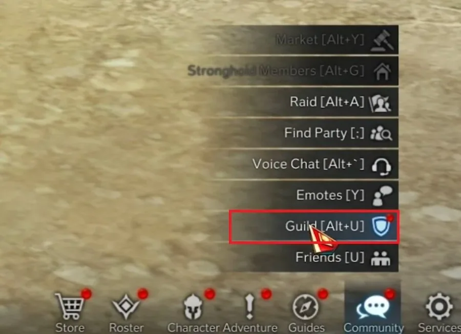 Lost Ark Community tab > Guild