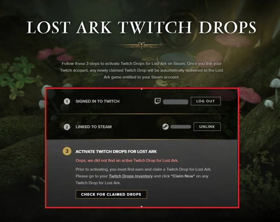 Lost Ark Twitch Drops > Activate Twitch Drops for Lost Ark
