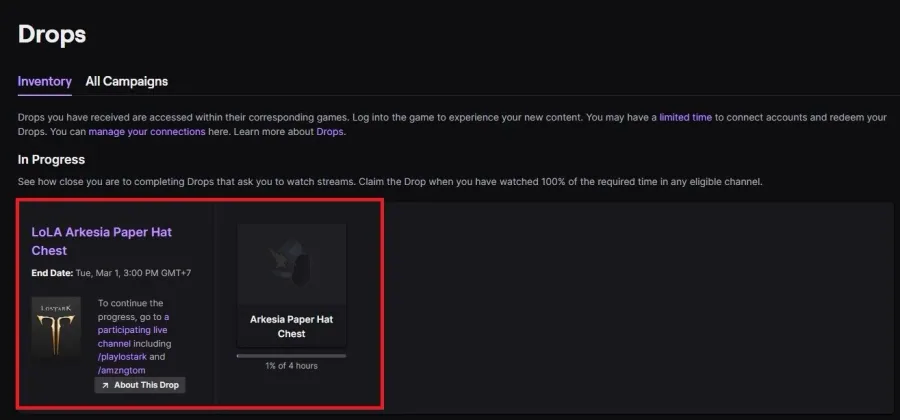 Locate your Lost Ark Twitch drops