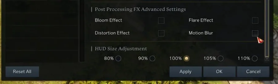 Lost Ark Settings > Post Processing FX Advanced SettingsP