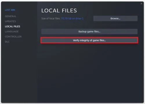 Lost Ark Settings > Local Files