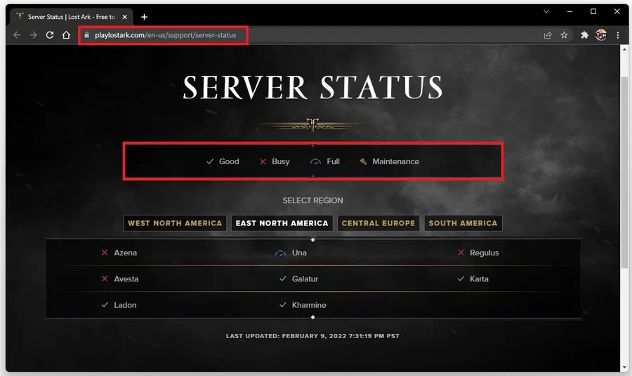 Lost Ark Server Status
