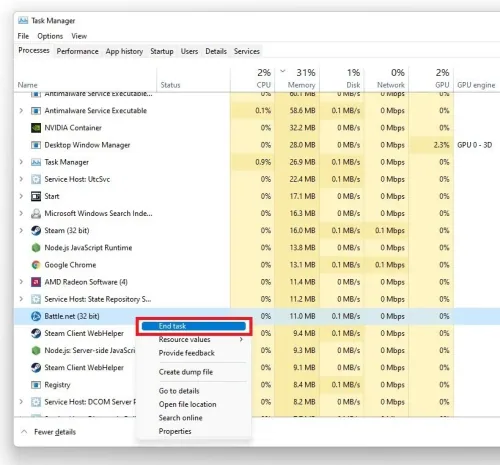 Here, in the Processes tab, make sure to end the processes which could show an ov…