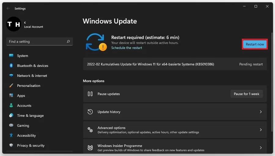 Windows Settings > Windows Update