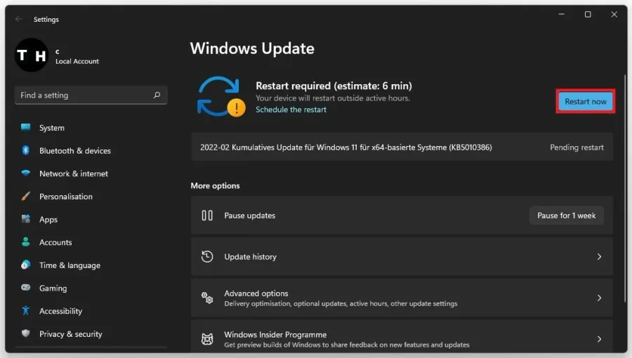 Windows Settings > Windows Update