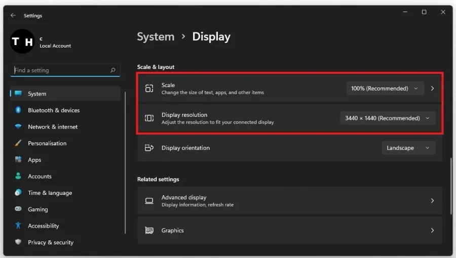 Windows Settings > System > Display > Scale & Layout