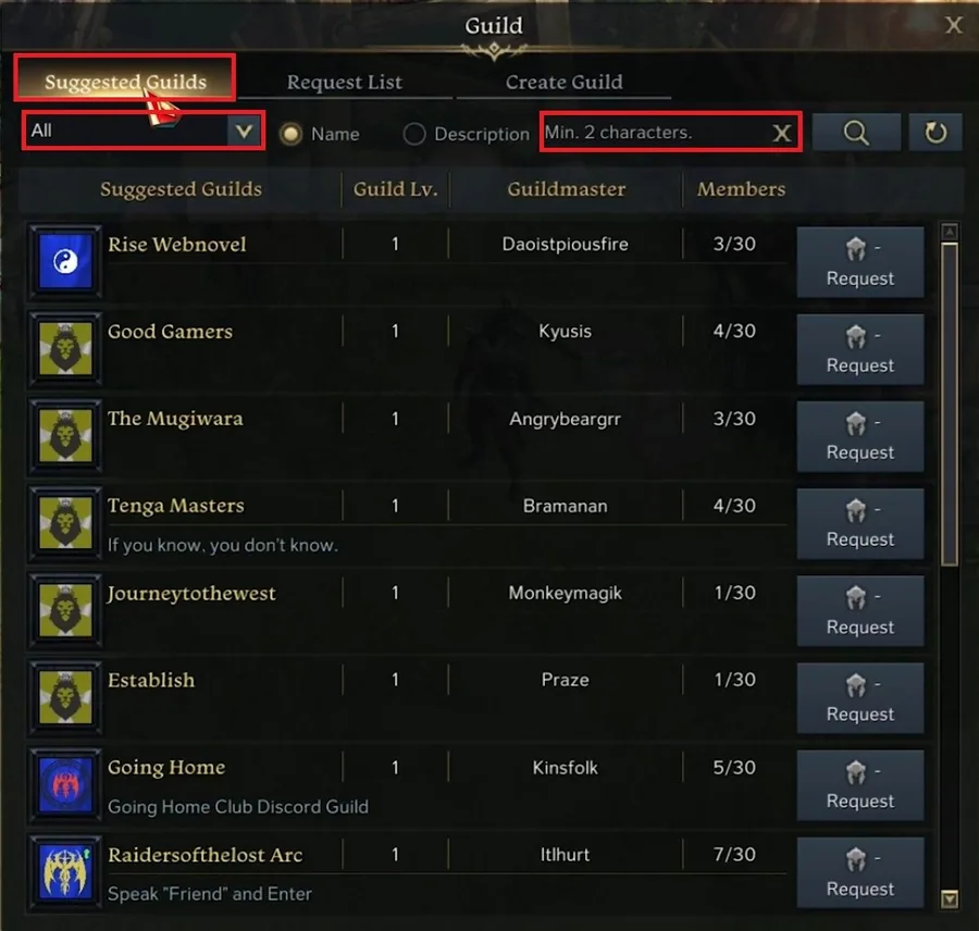 Lost Ark Community > Guild > Suggested Guilds