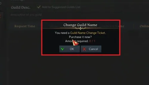 Change Guild Name > Guild Name Change Ticket