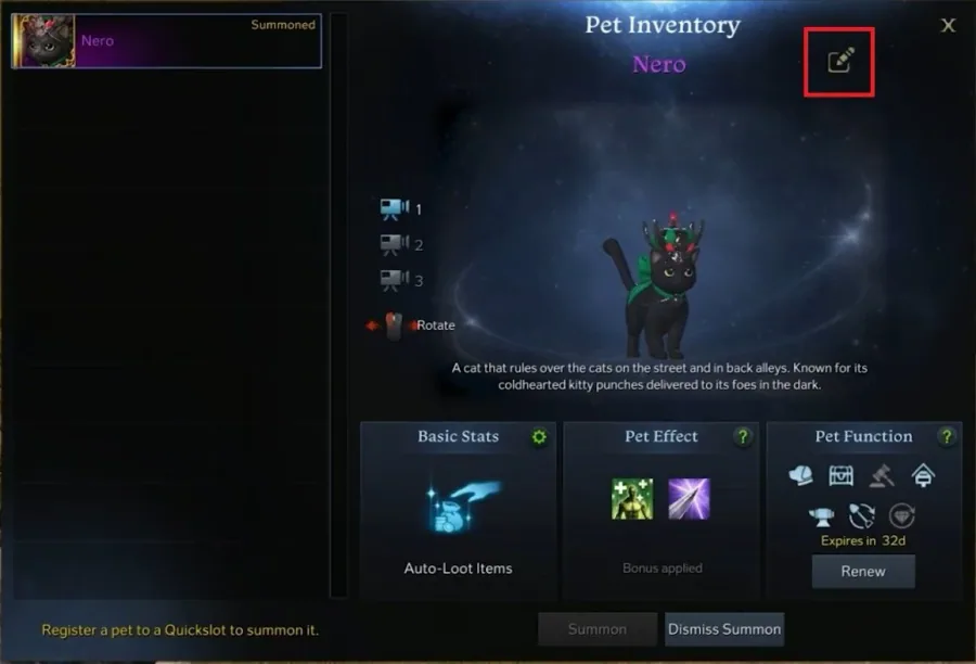 Open the Lost Ark pet panel