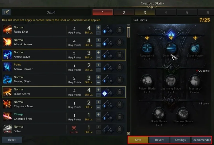 Plus or minus symbol to respec the skill