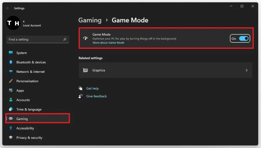 Windows Settings > Gaming > Game Mode