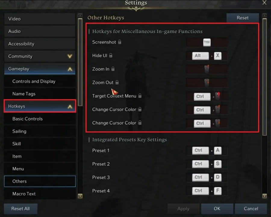 Lost Ark Settings > Hotkeys > Hide UI