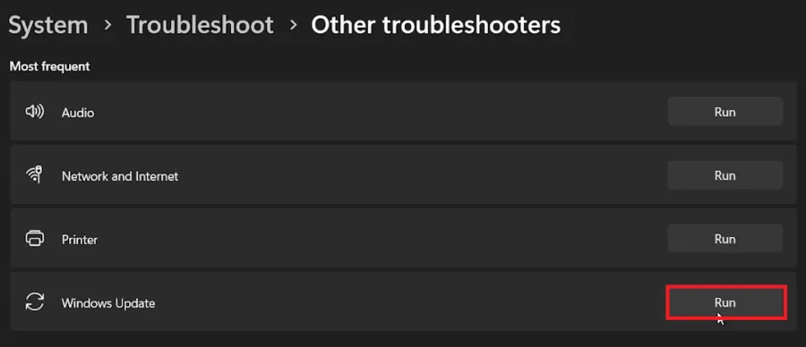 windows update troubleshooter