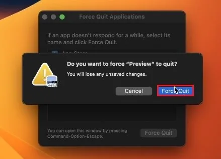 A small window will show you a list of running applications