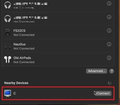 System Settings > Bluetooth > Nearby Devices