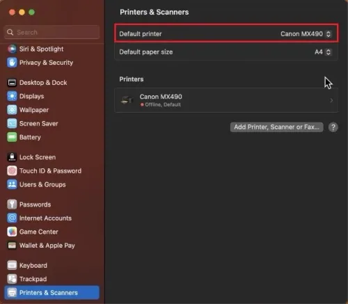 System Settings > Printers & Scanners