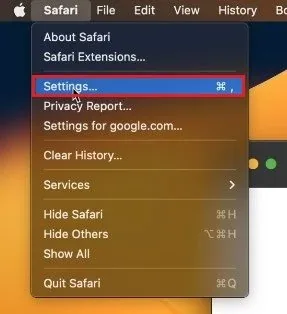 Safari > Settings