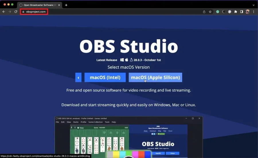 Install OBS Studio for Mac OS