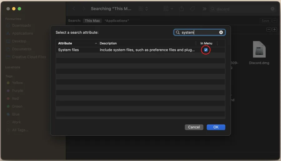 Include System Files to be searched