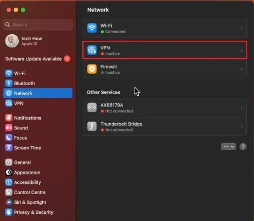 System Settings > Network > VPN