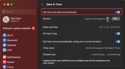System Settings > General > Date & Time