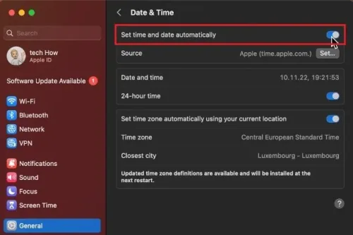 System Settings > General > Date & Time