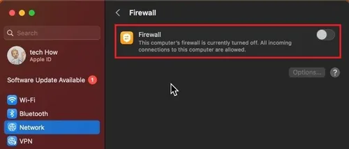 System Settings > Network > Firewall