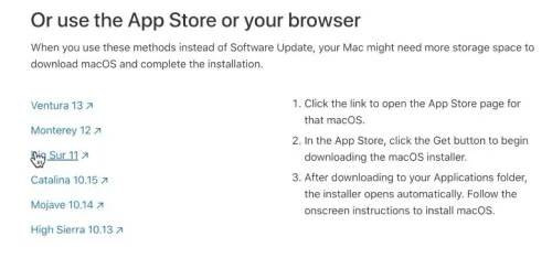 Download macOS Version through Browser