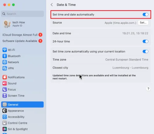 System Settings > General > Date & Time