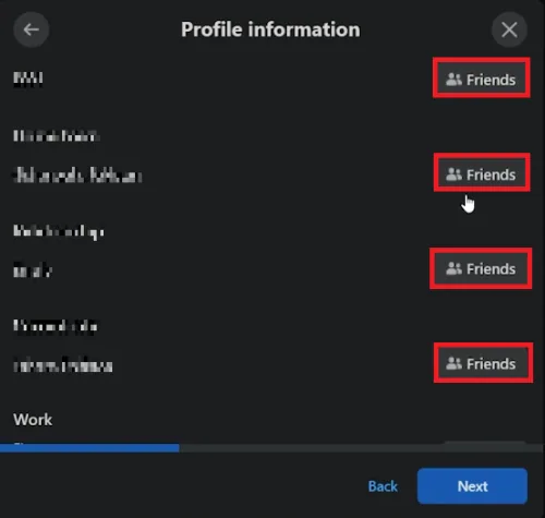 profile information settings