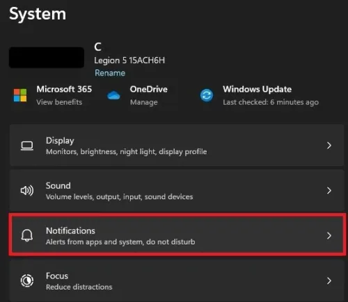 System Settings > Notifications
